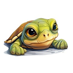 Cute Turtle in cartoon style on a white background