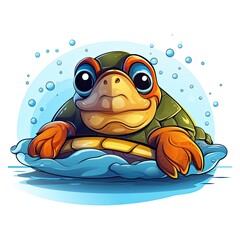 Cute Turtle in cartoon style on a white background