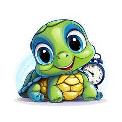 Cute Turtle in cartoon style on a white background