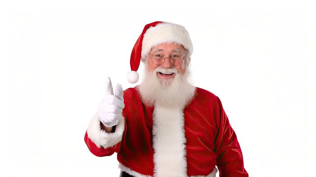 Image of man wearing santa claus pointing camera in happy isolated over white background. Generative AI