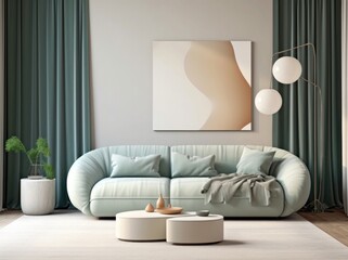 Interior design sleek living room with stylish sofa, coffee table,paintings, texture wall, fabulous finishings