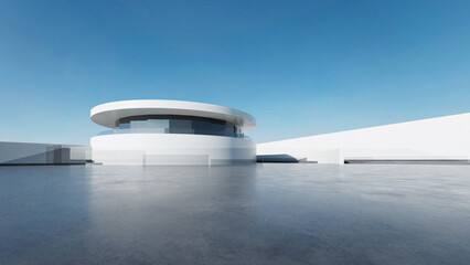 Fototapeta na wymiar 3d render of abstract futuristic modern architecture with empty concrete floor.