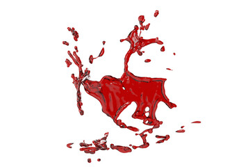 Red blood splatter on white background. It's beautiful liquid splash in high resolution. Bloody pattern design.