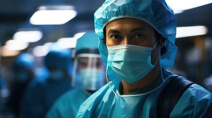Fototapeta na wymiar Surgeon asian doctor in operation room
