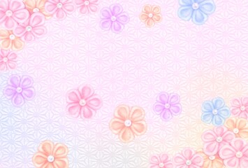 ちりめん細工風の和風背景　はがきサイズ