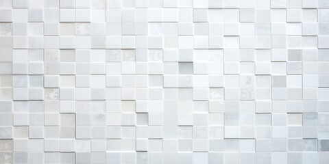 White Mosaic Tile Background with Geometric Squares, Showcasing the Artistic Arrangement and Structural Beauty of Tiled Surface Textur
