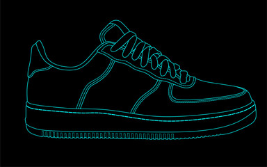 sneaker shoes vector illustration. Sneakers in flat style. Sneakers side view , outline vector doodle illustration ,drawing book