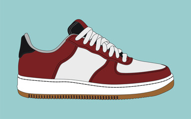 sneaker shoes vector illustration. Sneakers in flat style. Sneakers side view , outline vector doodle illustration ,drawing book