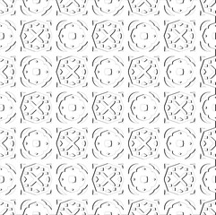 Abstract  background with figures from lines. Black and white texture for web page, textures, card, poster, fabric, textile. Monochrome pattern. Repeating design.