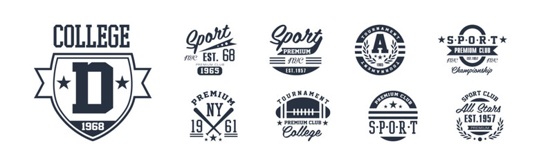 College Sport Premium Club and Tournament Emblem Vector Set © topvectors