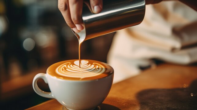 coffee latte in a glass Generative Ai