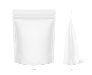 Pouch bag isolated on white background. Vector illustration. Front and side  view. Can be use for template your  design, background, presentation, promo, ad. EPS10.