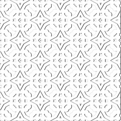 Abstract  background with figures from lines. Black and white texture for web page, textures, card, poster, fabric, textile. Monochrome pattern. Repeating design.