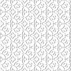 Abstract  background with figures from lines. Black and white texture for web page, textures, card, poster, fabric, textile. Monochrome pattern. Repeating design.