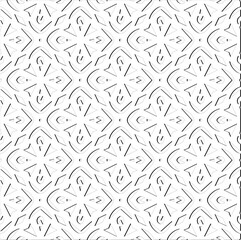 Abstract  background with figures from lines. Black and white texture for web page, textures, card, poster, fabric, textile. Monochrome pattern. Repeating design.