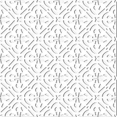 Abstract  background with figures from lines. Black and white texture for web page, textures, card, poster, fabric, textile. Monochrome pattern. Repeating design.