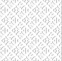 Abstract  background with figures from lines. Black and white texture for web page, textures, card, poster, fabric, textile. Monochrome pattern. Repeating design.