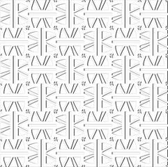 Abstract  background with figures from lines. Black and white texture for web page, textures, card, poster, fabric, textile. Monochrome pattern. Repeating design.