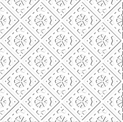 Abstract  background with figures from lines. Black and white texture for web page, textures, card, poster, fabric, textile. Monochrome pattern. Repeating design.