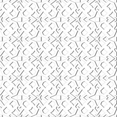 Abstract  background with figures from lines. Black and white texture for web page, textures, card, poster, fabric, textile. Monochrome pattern. Repeating design.