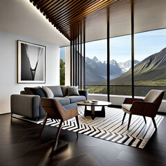 Modern living room with window. Ai Generated