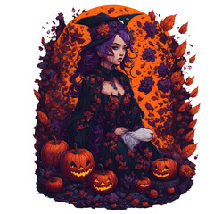 The witch girl with Jack o lantern