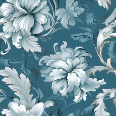 Flower patterns style of rococo decadence, AI Generated