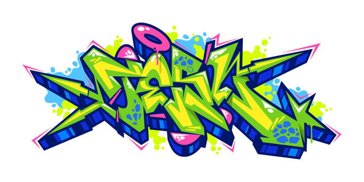 Colorful Abstract Urban Graffiti Street Art Word Lettering Vector Illustration Template Element