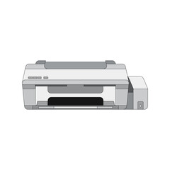Large Inkjet Printer in lineal white color icon. A3 ink tank printer vector illustration for office and business. Top choice editable graphic resources for many purposes.
