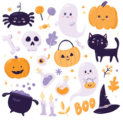 Happy Halloween childish collection with design elements