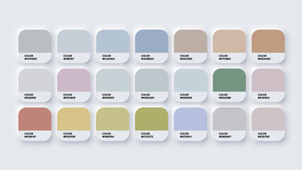 Color Palette, Color Swatches in RGB, HEX Colors, Paint Color Palette, Pastel Colour in HEX Codes Catalog, Pastel Color Tones for Digital Art