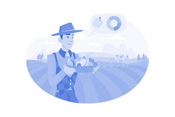 Organic Food Illustration concept on white background