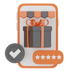 Mobile Shopping Product Review 3D Icon
