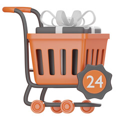 24 Hour shopping 3D Icon