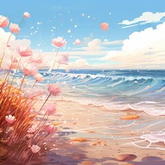 flowers on the beach