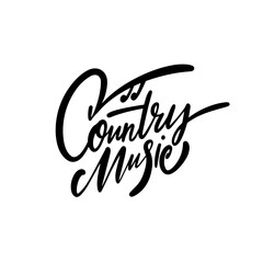 Country Music calligraphy phrase. Black color sign vector.