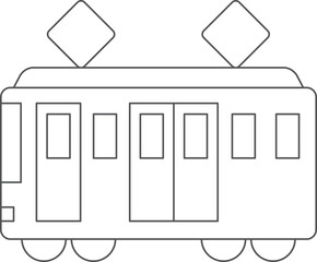 駅関連の線画単品イラストアイコン　電車
