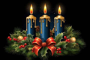 Advent concept decorated candles, symbolizing Christmas.Generated with AI