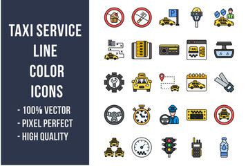 Taxi Service Flat Icons