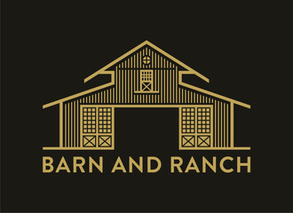 Vintage Rustic Rural Farm Barn Illustration Classic Agriculture Scene Vector Design