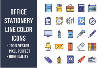 Office Stationery Flat Icons