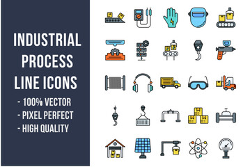 Obraz premium Industrial Process Flat Icons
