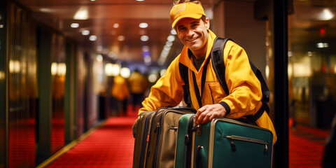 Obraz premium Bags and Bells: Celebrating the Essential Bellhop.