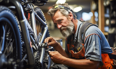 Fototapeta na wymiar Behind Every Smooth Ride: The Unsung Bicycle Repairer.