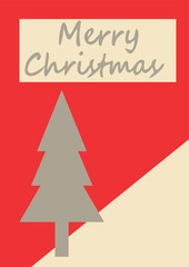 Fototapeta na wymiar Vector template Christmas greeting card, red card with Christmas tree