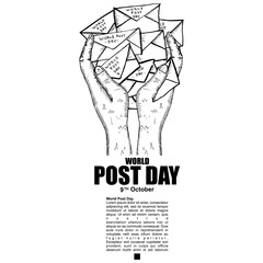 World Post Day, 9 October, poster and banner vector