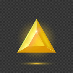 Elegant yellow shiny gem. Gemstone or magic crystal icon isolated on transparent effect background.