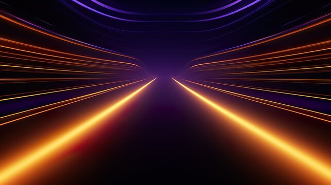 Abstract background with Horizontal golden neon & Blue lines background.