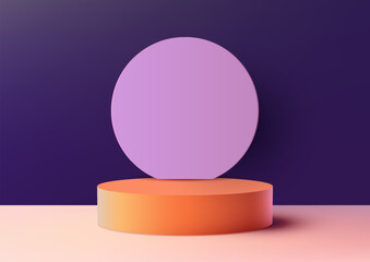 3D Orange Podium with Circle Backdrop