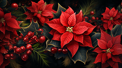 Flor de Nochebuena" (Poinsettia) during Christmas